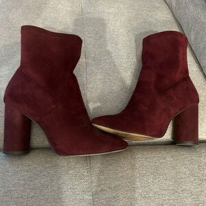 BCBG burgundy suede boots